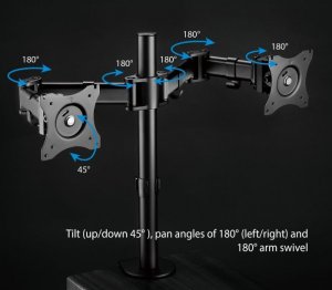 Siig CEMT1822S1 Dual Monitor Articulating Desk Mount - 13