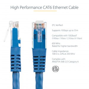 Startech C6PATCH100BL Blue Cat6 Utp Patch Cable