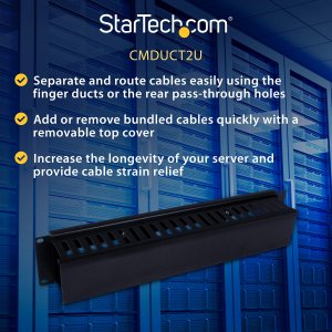 Startech CMDUCT2U 2u Finger Duct Cable Manager W Cover