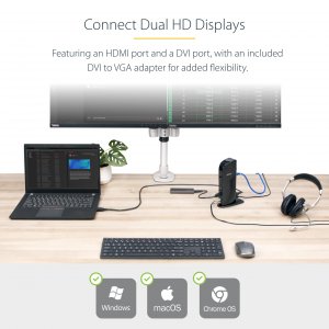 Startech USB3SDOCKHD Dual Monitor Dock Connects Hdmi Dvi Displays To Y