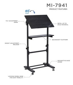 Mount MI-7941 Mobile Lectern Stand Up Desk