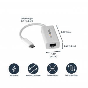 Startech US1GC30W Connect To A Gigabit Network Through The Usb-c Port 