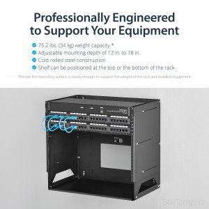 Startech WALLSHELF8U 8u Wall Rack W Shelf Taa