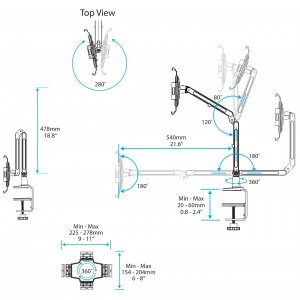 Startech ARMTBLTIW Tablet Stand Desk Mount Taa