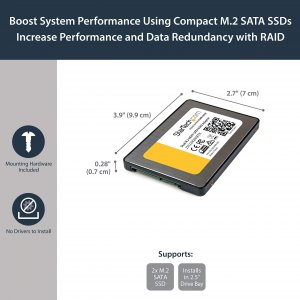 Startech 25S22M2NGFFR Install Two M.2 Ssds Into A 2.5 In Bay To Create