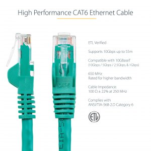 Startech 9Y1479 150ft Green Cat6 Ethernet Cable Delivers Multi Gigabit