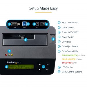 Startech 1AX351 .com Single Bay Hard Drive Hddssd Sanitizer 4kn Usb 3.