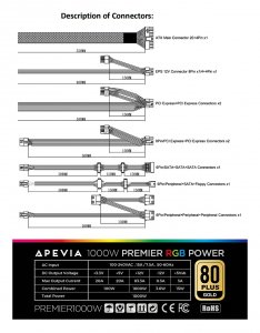 Apevia ATX-PM1000W Premier 1000w Rgb Power Supply Unit