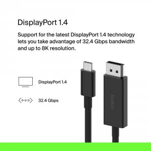 Belkin AVC014bt2MBK Usb C To Dp1.4 Cable 2m