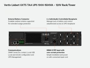 Vertiv GXT5-1500LVRT2UXLTAA Gxt5 Taa 1500va 120v Ups, Racktower