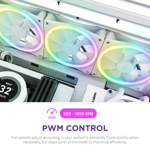 Nzxt RF-D12SF-W1 Fan Rf-d12sf-w1 F120 Rgb Duo 120mm Fdb 4-pin Pwm Whit