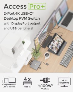 Iogear GCS1602CC 2-port 4k Usb-c Desktop Kvm