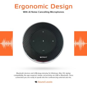 Spracht MCP4010 Desktop Or Travel Speaker With Bluetooth Or Usb Connec