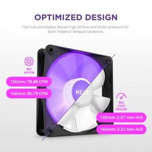 Nzxt RF-C12TF-B1 Fan Rf-c12tf-b1 3xf120 Rgb Core Amp; Rgb Lighting Con