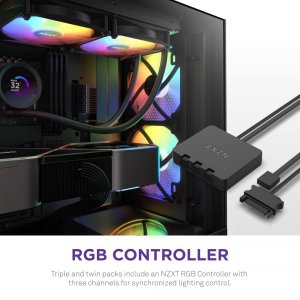 Nzxt RF-C12TF-B1 Fan Rf-c12tf-b1 3xf120 Rgb Core Amp; Rgb Lighting Con