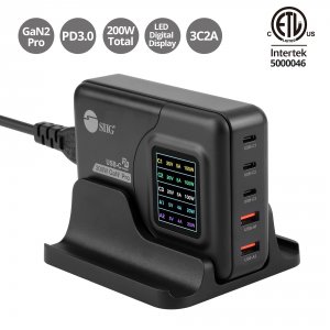 Siig AC-PW1Y11-S1 Ac Ac-pw1y11-s1 200w Gan Pd Charger With Charging Di