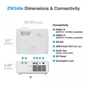 Optoma ZW340E 3600l Wxga Duracore Laser