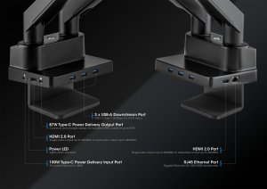 Manhattan 461887 Dual Monitor Desk Mnt W Dock