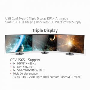 Club CSV-1565 Usbc Triple Display Pd3.0 100w