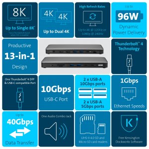 Kensington K34112NA Sd5765t Tb 4 Dual 4k Docking Station (df