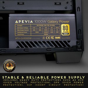 Apevia ATX-GX1000W PCIE5 Galaxy Atx-gx1000w Pcie5.0 - Power Supply - 1