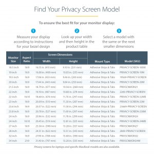 Startech 19569-PRIVACY-SCREEN 19.5-inch 16:9 Computer Monitor Privacy 