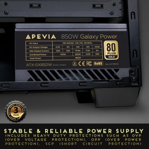 Apevia ATX-GX850W PCIE5 Galaxy Atx-gx850w Pcie5.0 - Power Supply - 850