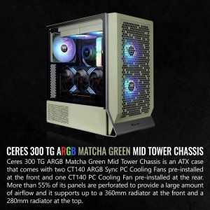 Thermaltake CA-1Y2-00MEWN-00 Ceres 300 Matcha Green E-atx Mid Tower Co