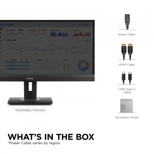 Viewsonic VG3456A 34in Wqhd Ergonomic 21:9 Docking Monitor With Usb C 