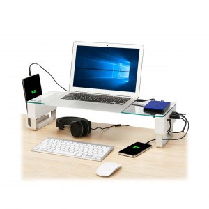 Tripp MR248USBG Monitor Riser Glass Top 3 Usb-a