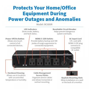 Tripp BC600R 600va 300w 120v Standby Ups 4 Nema 5-15r