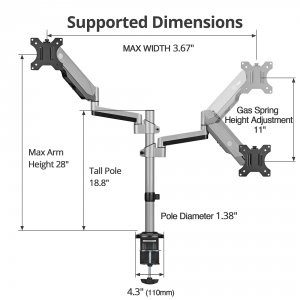 Siig CE-MT3R11-S1 Ac Ce-mt3r11-s1 Dual Stacked Monitor Arm Desk Mount 