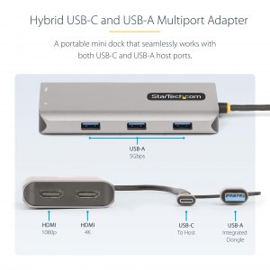 Startech 167B-USBC-MULTIPORT Usb-c  Usb-a Multiport Adapter