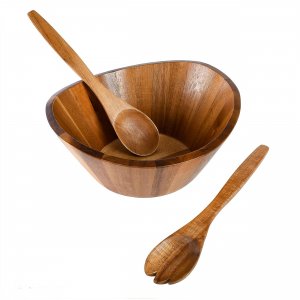 Gibson 127385.03R Home Sherwood 3 Piece Acacia Wood Salad Bowl And Ser