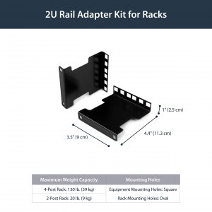 Startech RDA2U 4 Rail Depth Adpt Kit 2u Taa