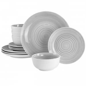 Hometrends 99504.12 Crenshaw 12 Piece Fine Ceramic Dinnerware Set In G