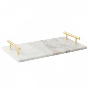 Laurie 113919.01 16 X 9 Inch Rectangle Marble Tray In White With Brass