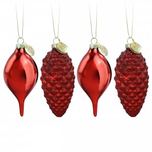 Martha 97142.04 Holiday Pointy Ball And Pinecone 4 Piece Ornament Set 