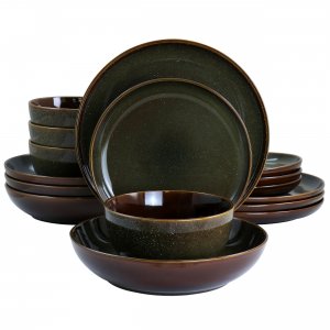 Gibson 134029.16 Elite Edwin 16 Piece Reactive Glaze Stoneware Dinnerw