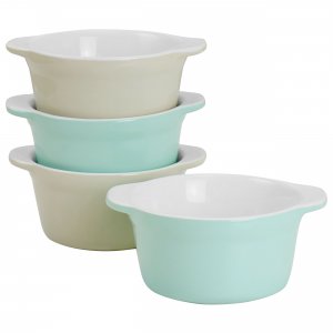 Martha 97376.04 4 Piece Stoneware 4in Ramekin Set In Blue And Grey