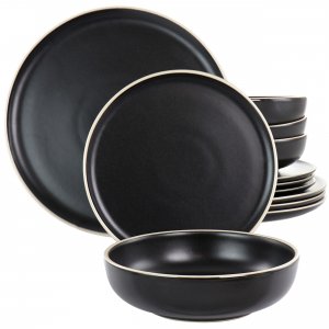 Gibson 135248.12 Elite Serenade 12 Piece Round Stoneware Dinnerware Se