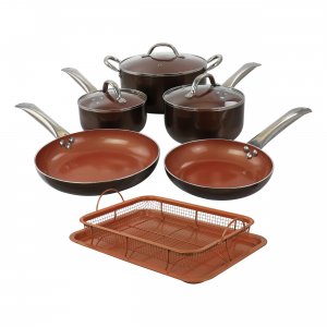 Gibson 108436.10 Copper Pan Cooking Excellence 10 Piece Nonstick Cookw