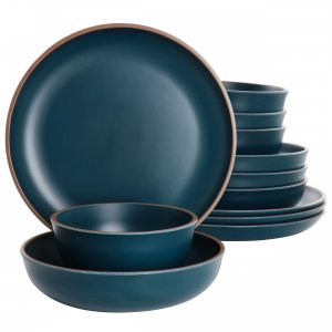 Gibson 136597.12 Home Rockabye 12 Piece Melamine Dinnerware Set In Dar