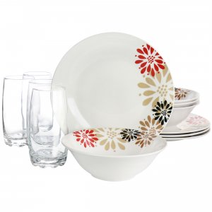 Gibson 135397.12 Everyday Osaka Blossom Fine Ceramic 12 Piece Dinnerwa