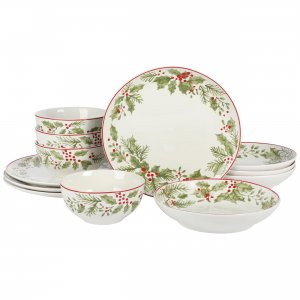 Gibson 141331.12R Home Festive Berries 12 Piece Double Bowl Fine Ceram