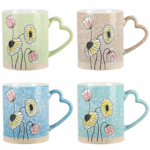 Gibson 136621.01 Home Sunbloom 4 Piece 15 Ounce Stoneware Mug Set In A