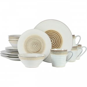 Gibson 120042.16R Elite Spiral Embossed 16 Piece Stoneware Dinnerware 