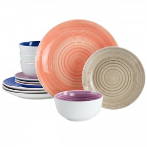 Gibson 129386.12 Home Color Vibes Fine Ceramic 12 Piece Dinnerware Set