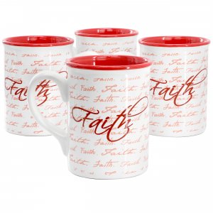 Gibson 142555.01 Home Inspirational Words Faith 4 Piece 16 Ounce Stone