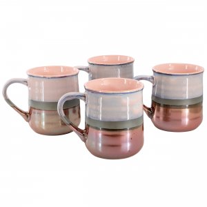 Gibson 142965.01 Home Copper Tonal 4 Piece 18 Ounce Stoneware Cup Set 